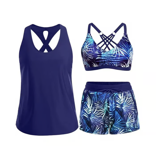 🔥2026 Hot Sale✨⚡ 50K+ SOLD! 🎁Women's 3-Piece Swimsuit Tankini Set with Shorts