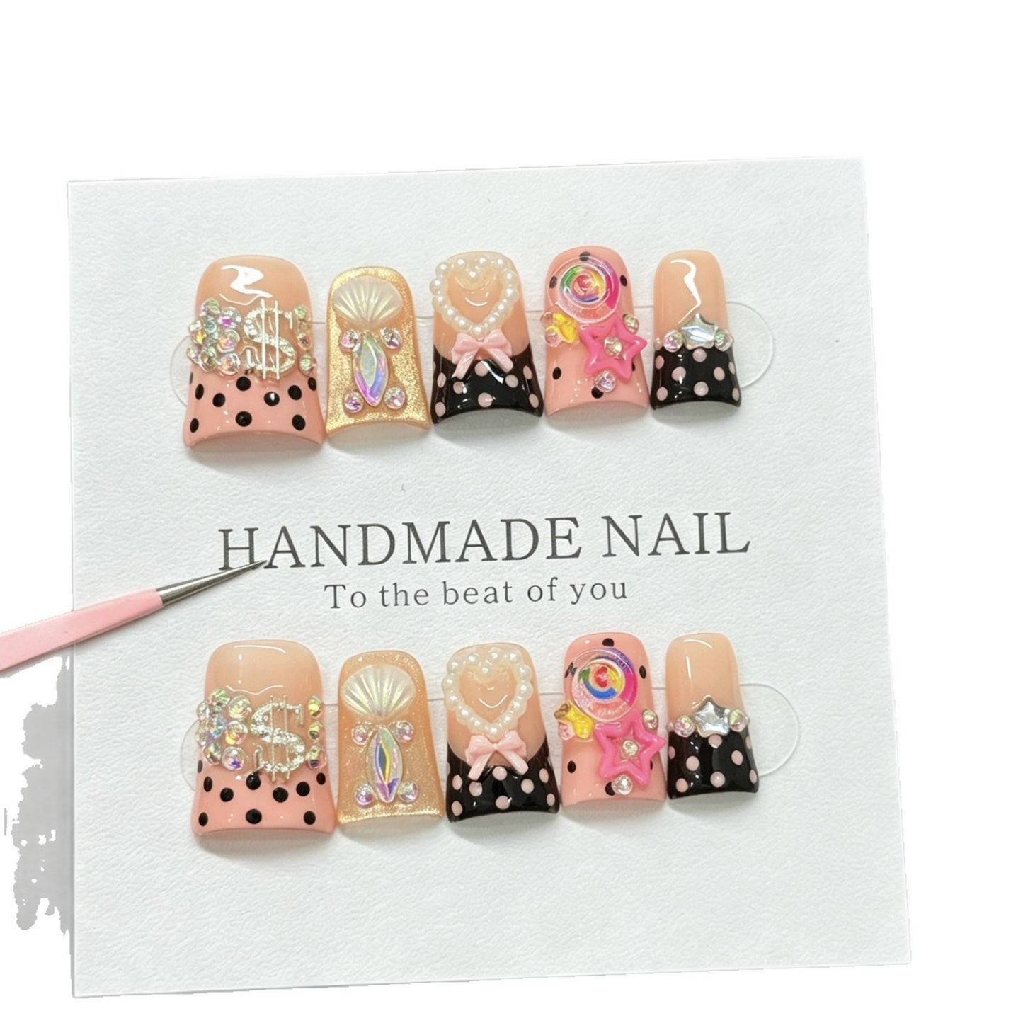 Duckbill dance music cool style Duckbill mouth black French-style handmade decorative nails nail stickers