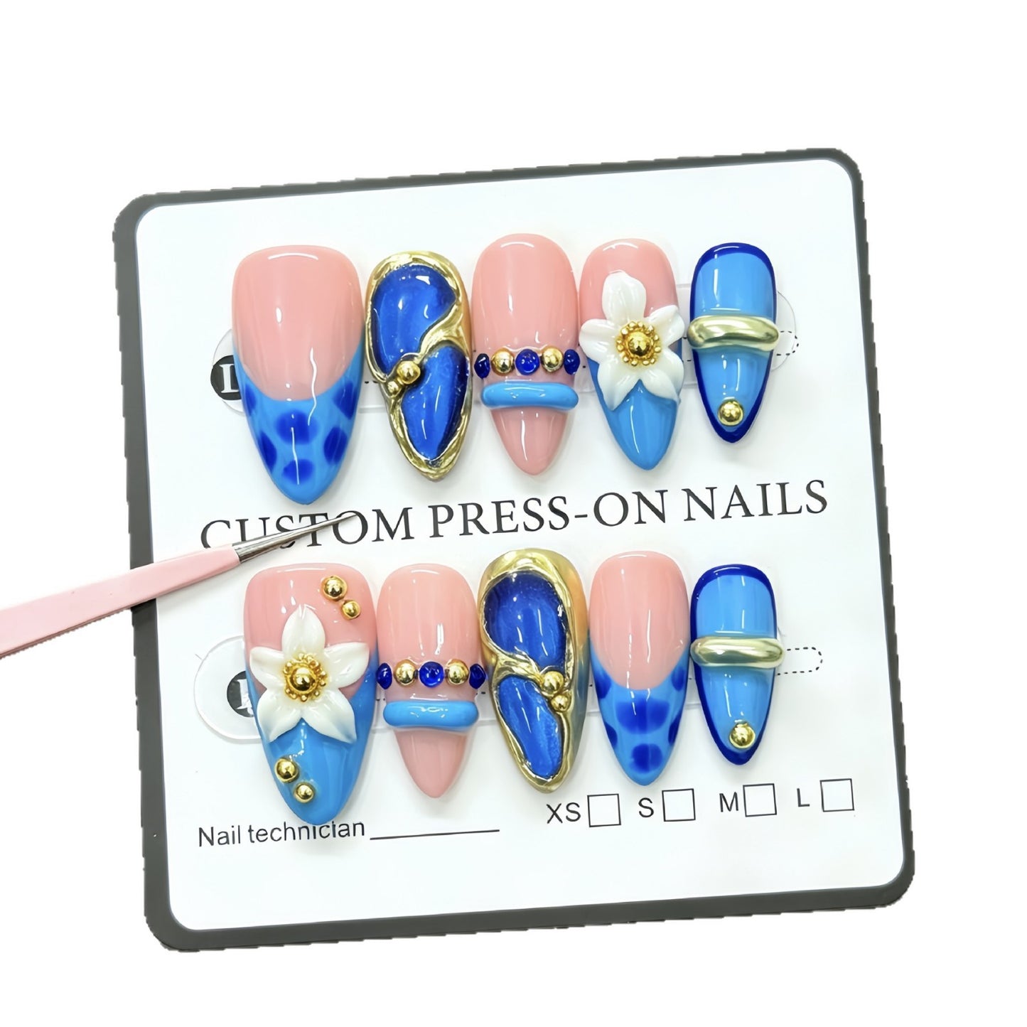 Almond Wearable Armor Summer Best-selling Blue Butterfly Nail Art Peel-on Nail Extensions