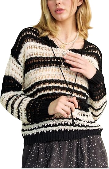 LONG CONTRASTING OPENWORK CARDIGAN
