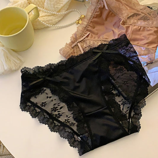 Ladies' underwear | lace satin sexy charming young girl low waist pure desire bowknot