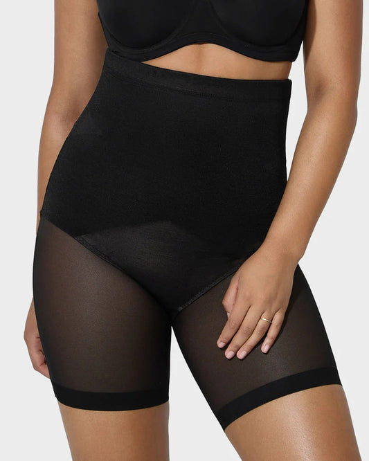 2026New High Waist Criss-Cross Mesh Shaping Mid-Thigh Shorts