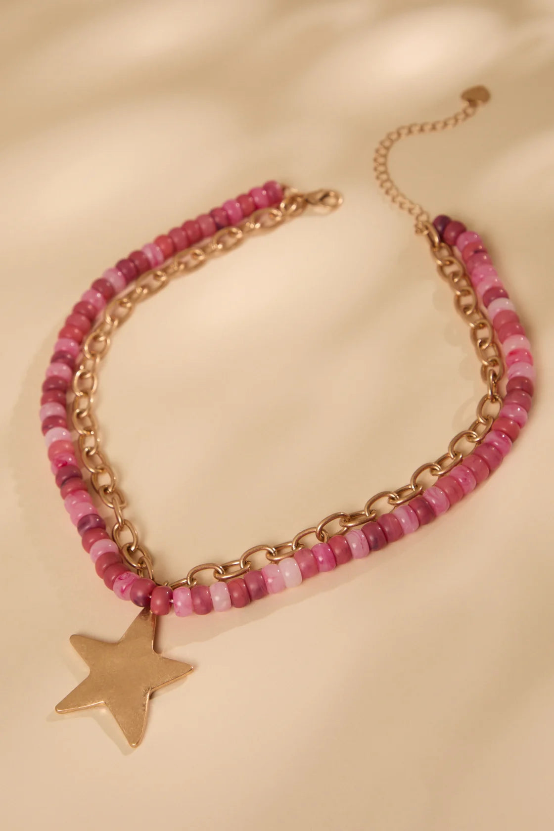 Beaded Hammered Star Statement Necklace