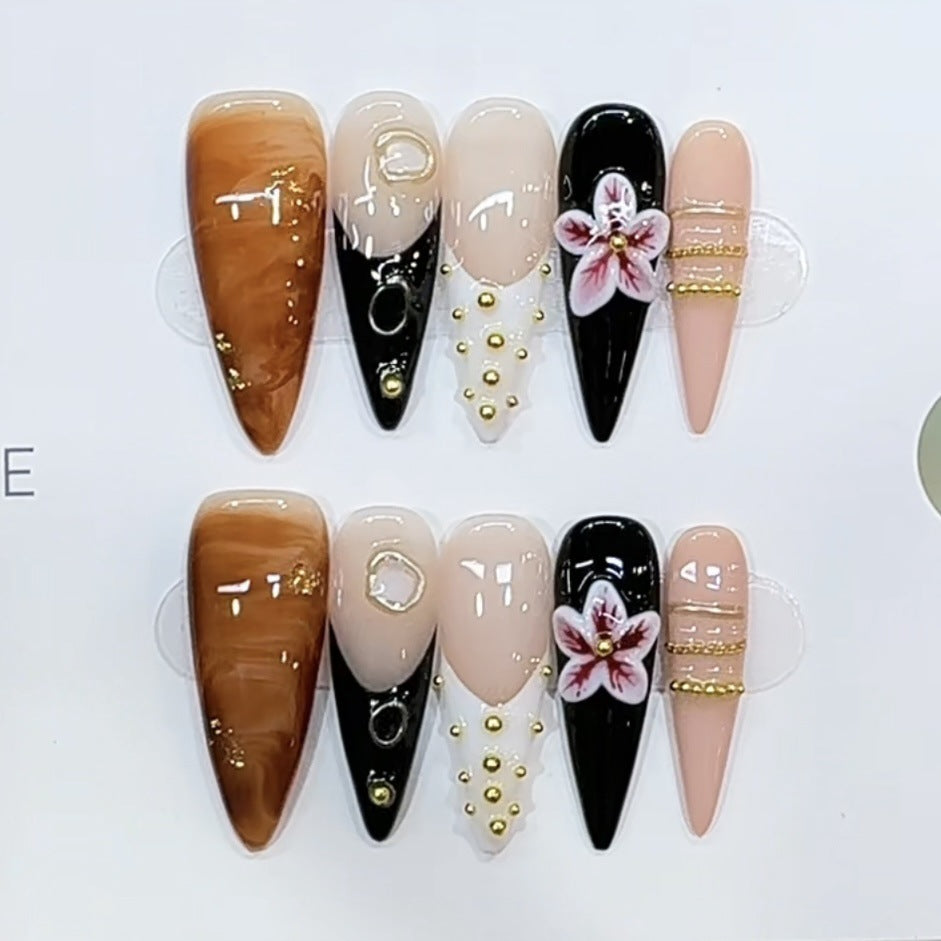 All-handcrafted phototherapy wearable manicure A222 European-style three-dimensional engraving model wholesale finished product stickers detachable