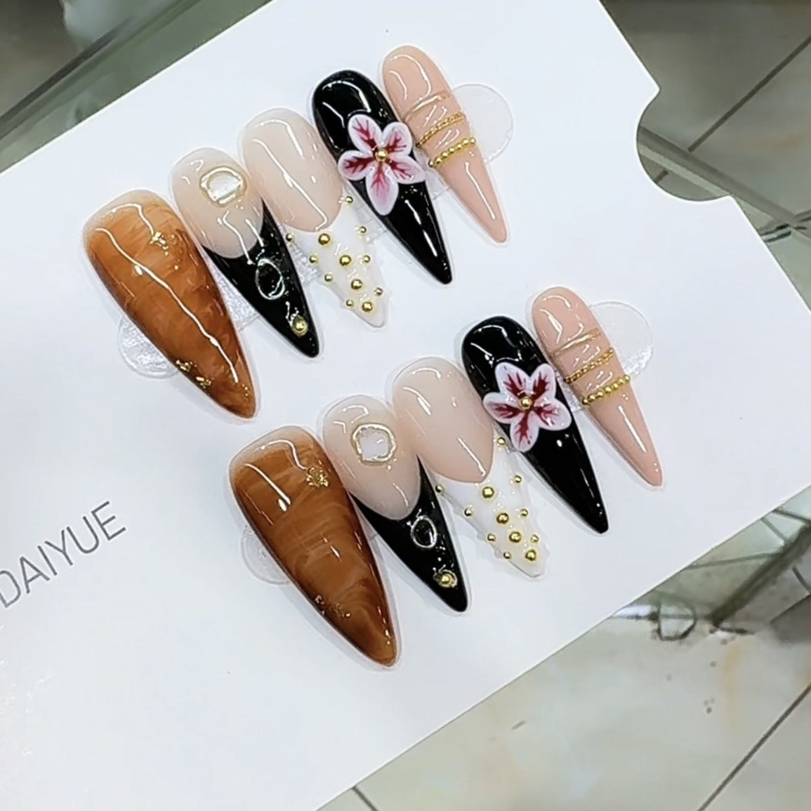 All-handcrafted phototherapy wearable manicure A222 European-style three-dimensional engraving model wholesale finished product stickers detachable