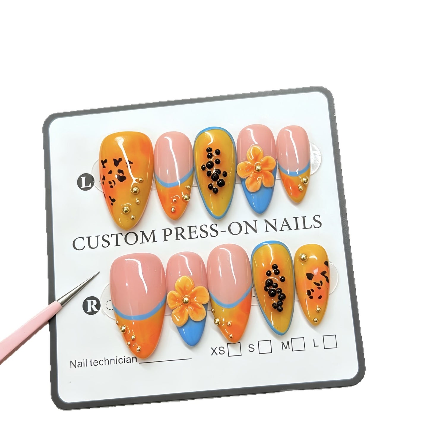 Freshly-harvested papaya, handcrafted wearable jewelry with exquisite carvings, featuring a high-end and elegant appearance. Wholesale of whitening nail polish and light therapy nail polish.