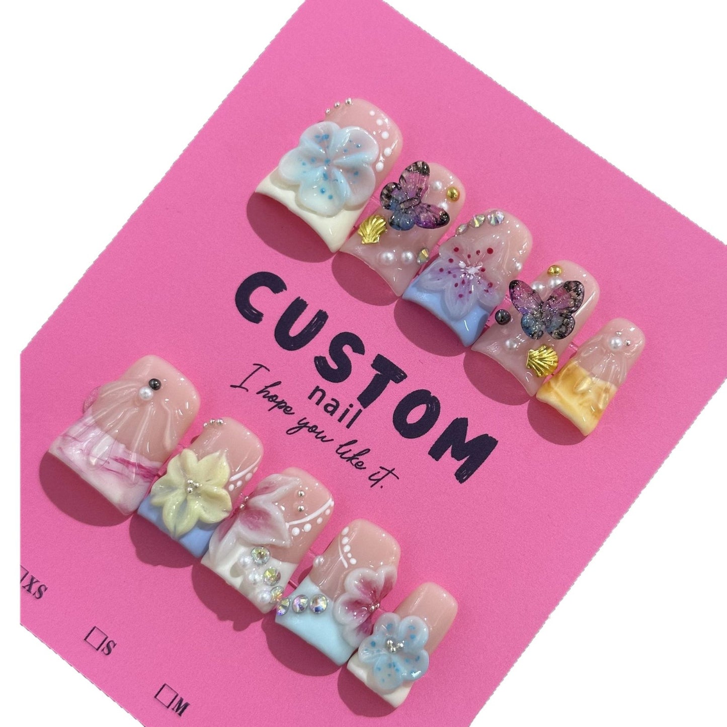 Duckbill-shaped three-dimensional engraved decorative pure handcrafted wearable armor Press on nails
