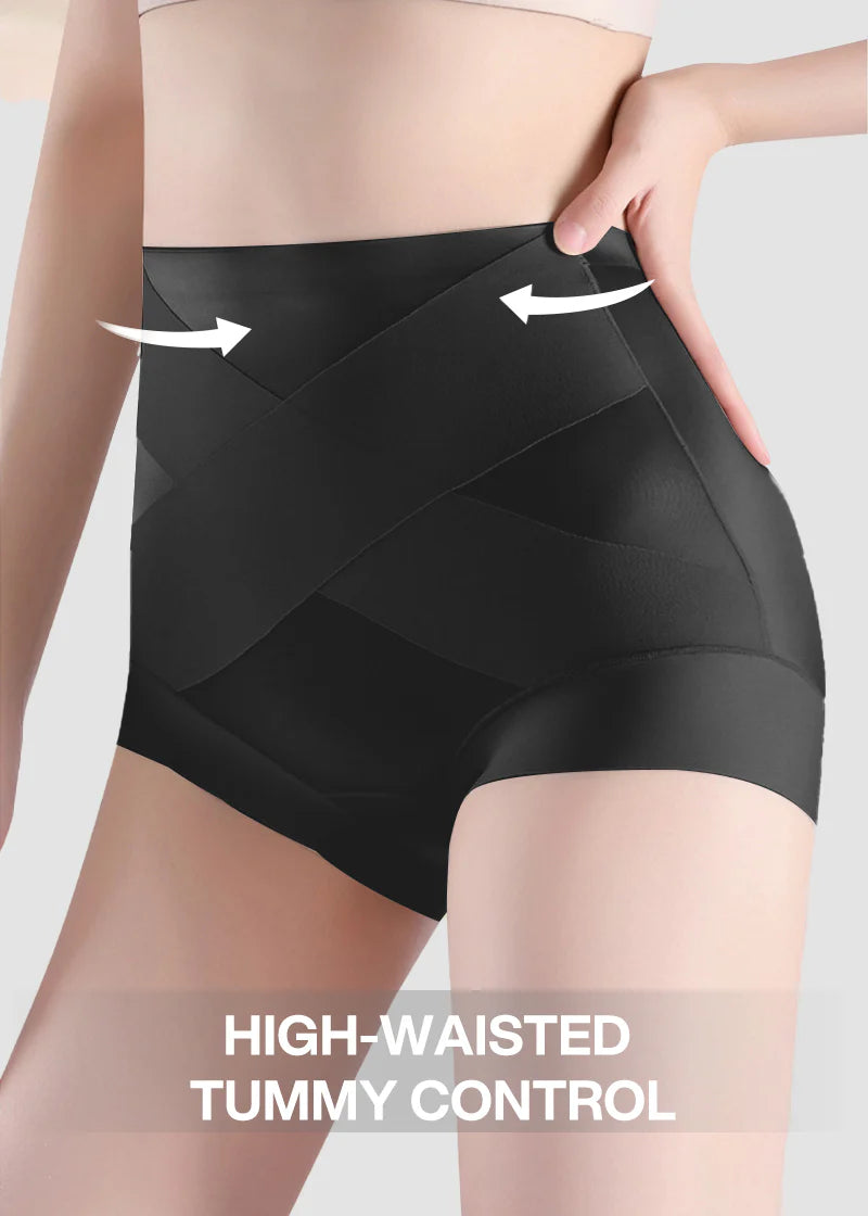 High-Waist Cross Compression Shaping Panties (6 Pieces)