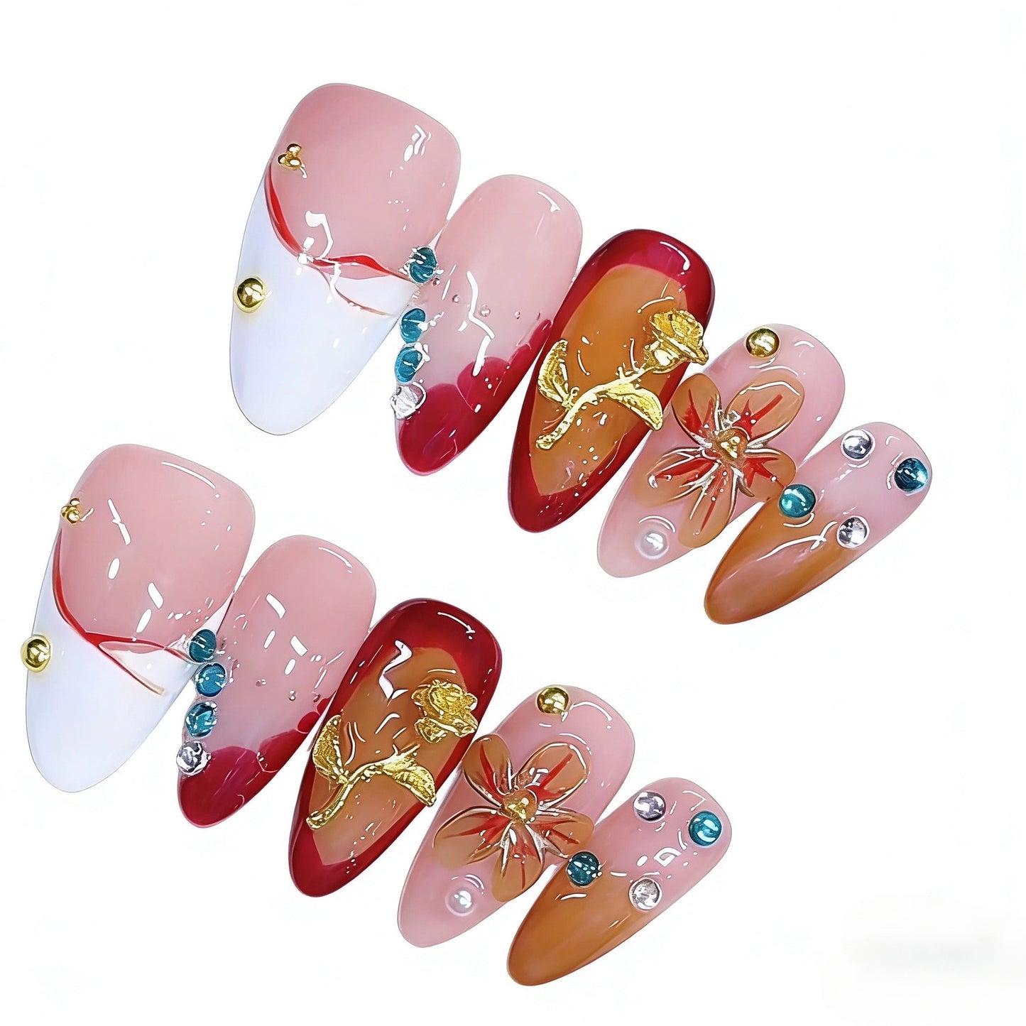 81-Handcrafted craftsmanship B449 Hand-painted decorative European export almond-shaped nail art accessories with nail art stickers