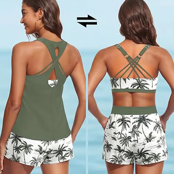 🔥2026 Hot Sale✨⚡ 50K+ SOLD! 🎁Women's 3-Piece Swimsuit Tankini Set with Shorts