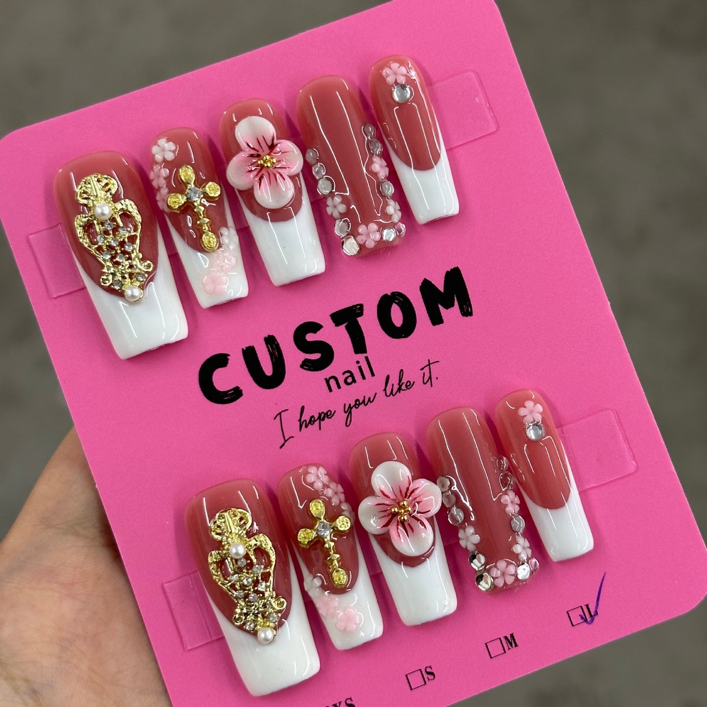 Pink and white flowers】Court water pipe 3.0 three-dimensional engraved decoration fully handmade armor穿戴