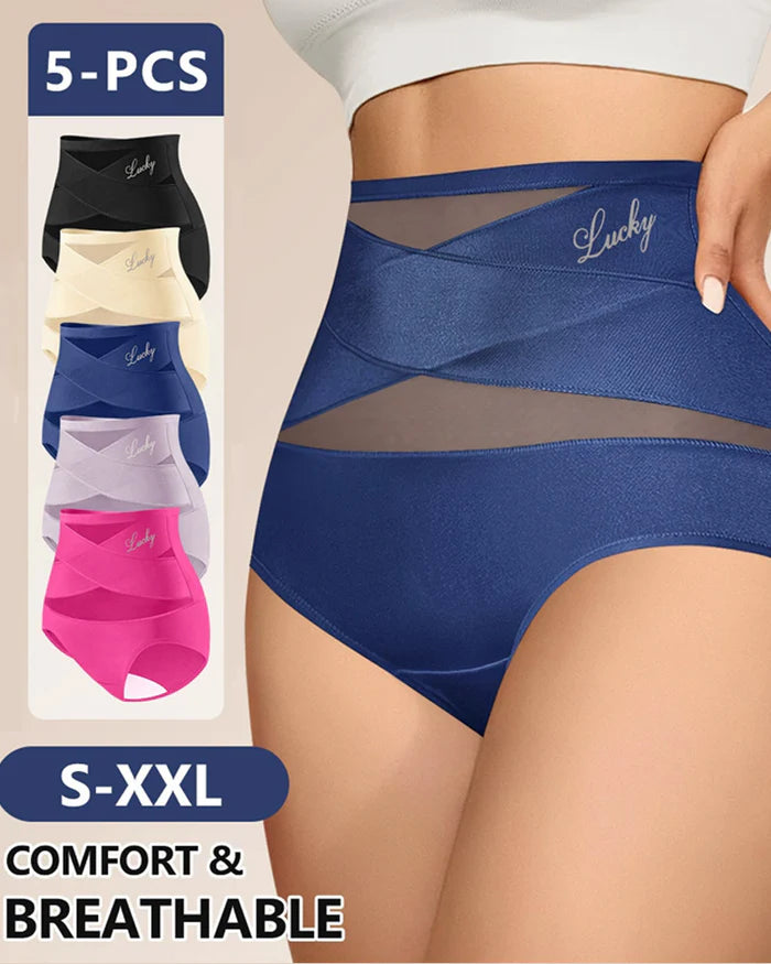 2026 New🌸Buy 2 Get 1 Free🌸High Waist Tummy Control Breathable Mesh Cross Seamless Hip Lifting Briefs