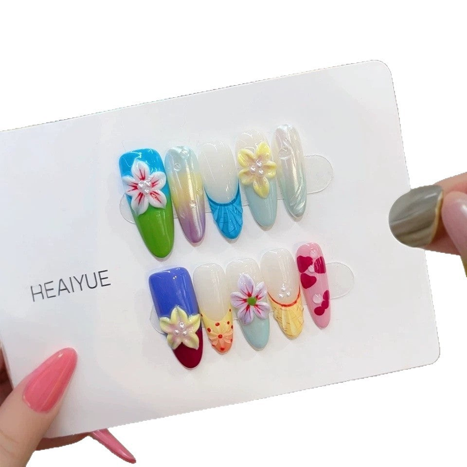 Purely handmade, this product is a recycled version of the European-style B296 summer multi-color, bold-patterned three-dimensional hand-painted egg flower heart design.