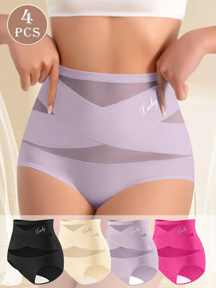 2026 New🌸Buy 2 Get 1 Free🌸High Waist Tummy Control Breathable Mesh Cross Seamless Hip Lifting Briefs