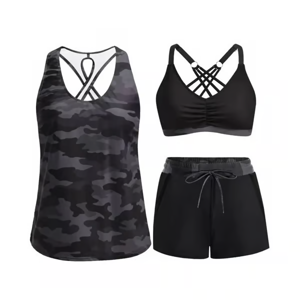 🔥2026 Hot Sale✨⚡ 50K+ SOLD! 🎁Women's 3-Piece Swimsuit Tankini Set with Shorts