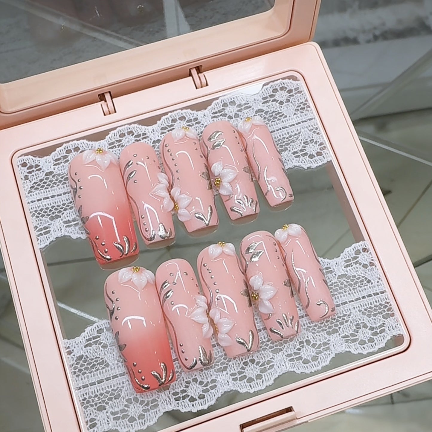 Purely handmade European-style hand-painted decorative floral French-style water pipe wearing nail art B467 - A nail art sticker that enhances your complexion and gives a refined appearance.