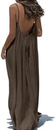 Womens Summer Casual Sleeveless Backless Cami Sundress 2026 Vacation House Dress
