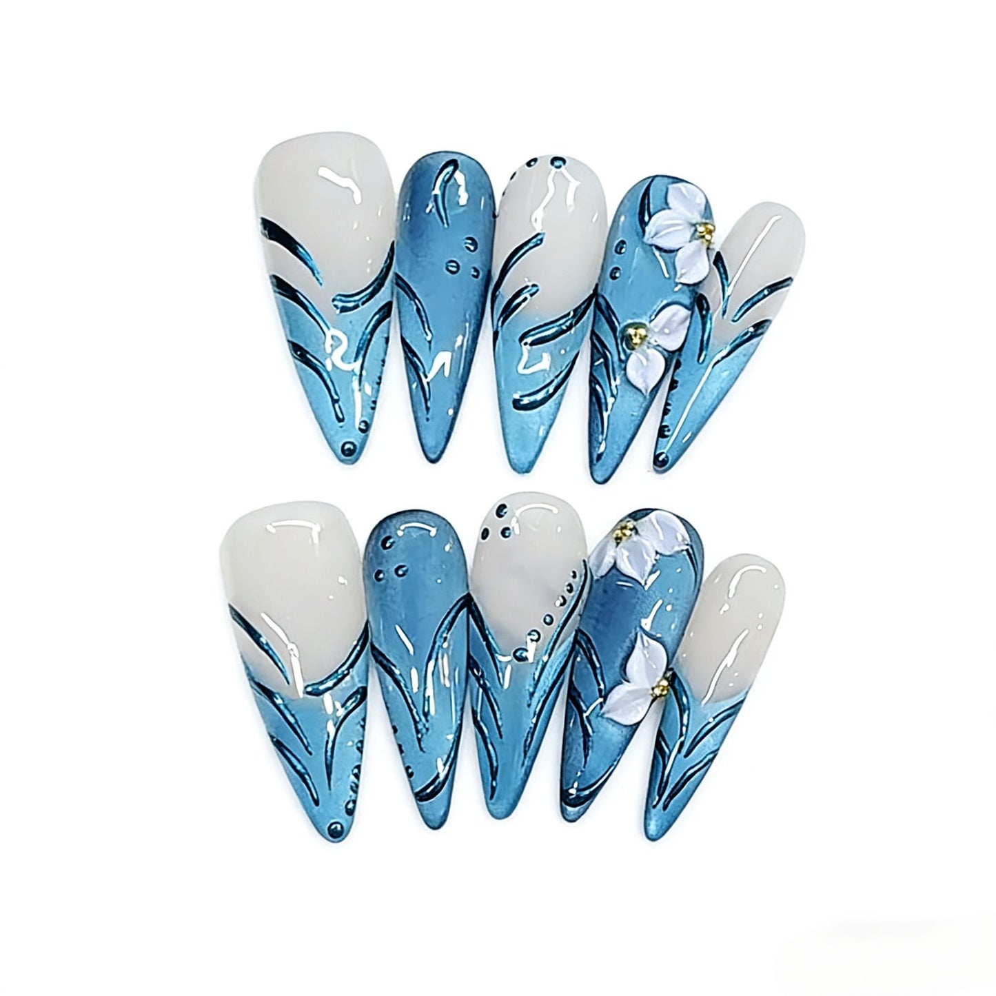 Handcrafted molding technique B423 French decorative pattern European export almond-shaped nail art accessories nail art stickers