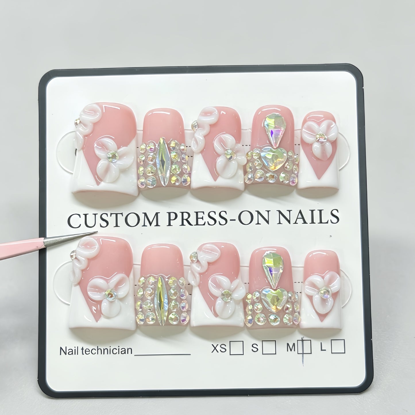 Duckbill large drill flowered pure handcrafted wearable jewelry nail art nail stickers for fashionable girls with decorative designs