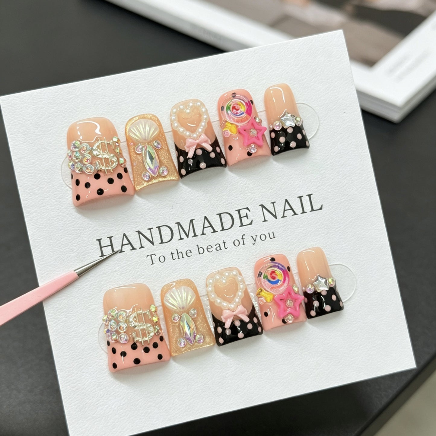 Duckbill dance music cool style Duckbill mouth black French-style handmade decorative nails nail stickers
