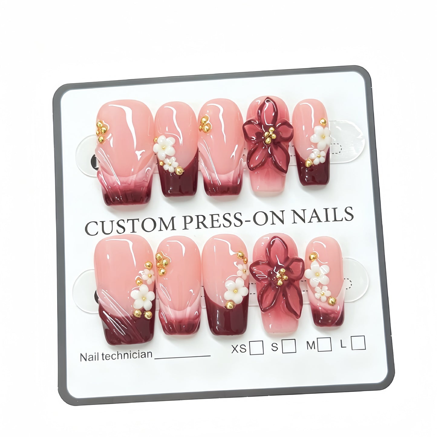 Handmade wearable nail art featuring new three-dimensional engraved floral designs, enhancing your complexion and adding a sophisticated touch to your nails. Nail stickers.