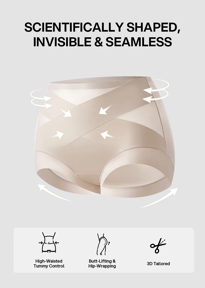High-Waist Cross Compression Shaping Panties (6 Pieces)