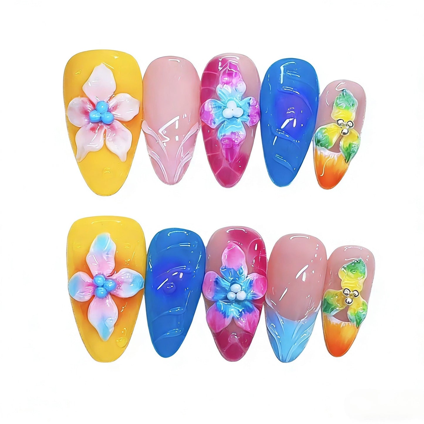 Handcrafted craftsmanship B428 French patterned European export almond-shaped nail covers with nail art stickers