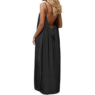 Womens Summer Casual Sleeveless Backless Cami Sundress 2026 Vacation House Dress