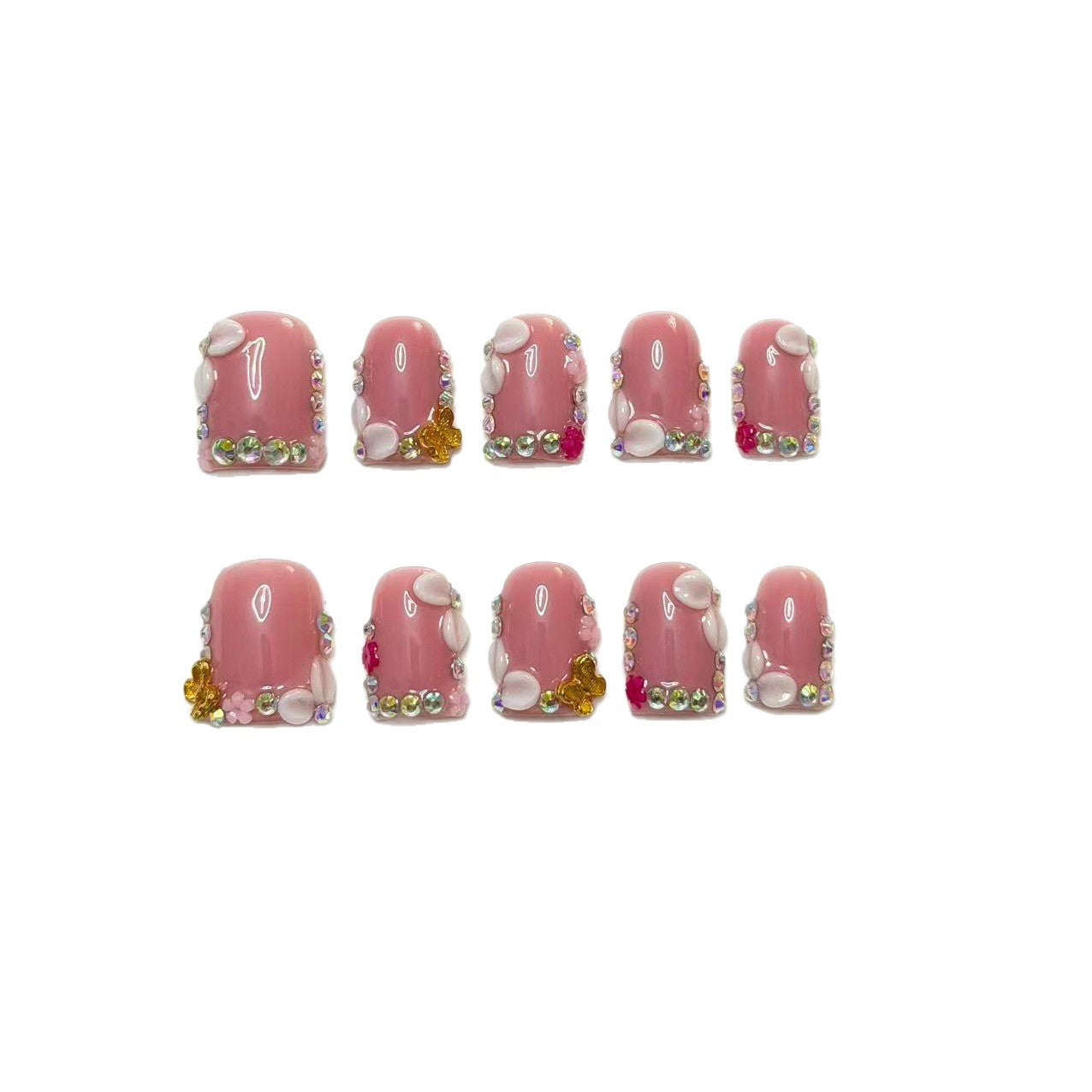 Short square-shaped three-dimensional engraved alloy heavy-duty point-set diamond butterfly pure handcrafted wearable armor