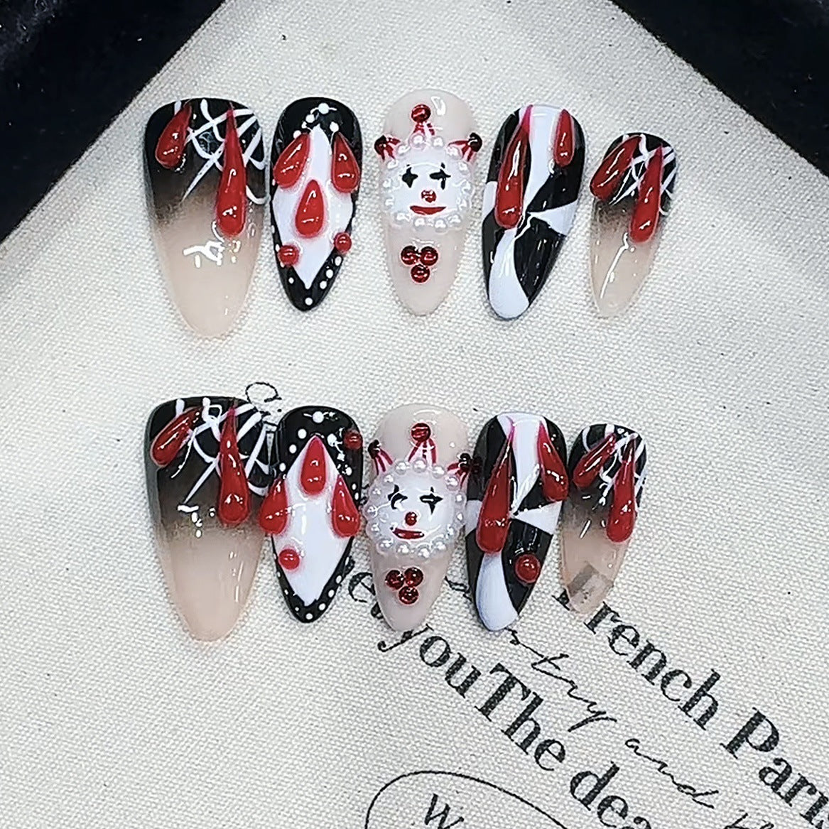 Handcrafted craftsmanship B446 French patterned European export almond-shaped nail covers with nail art stickers