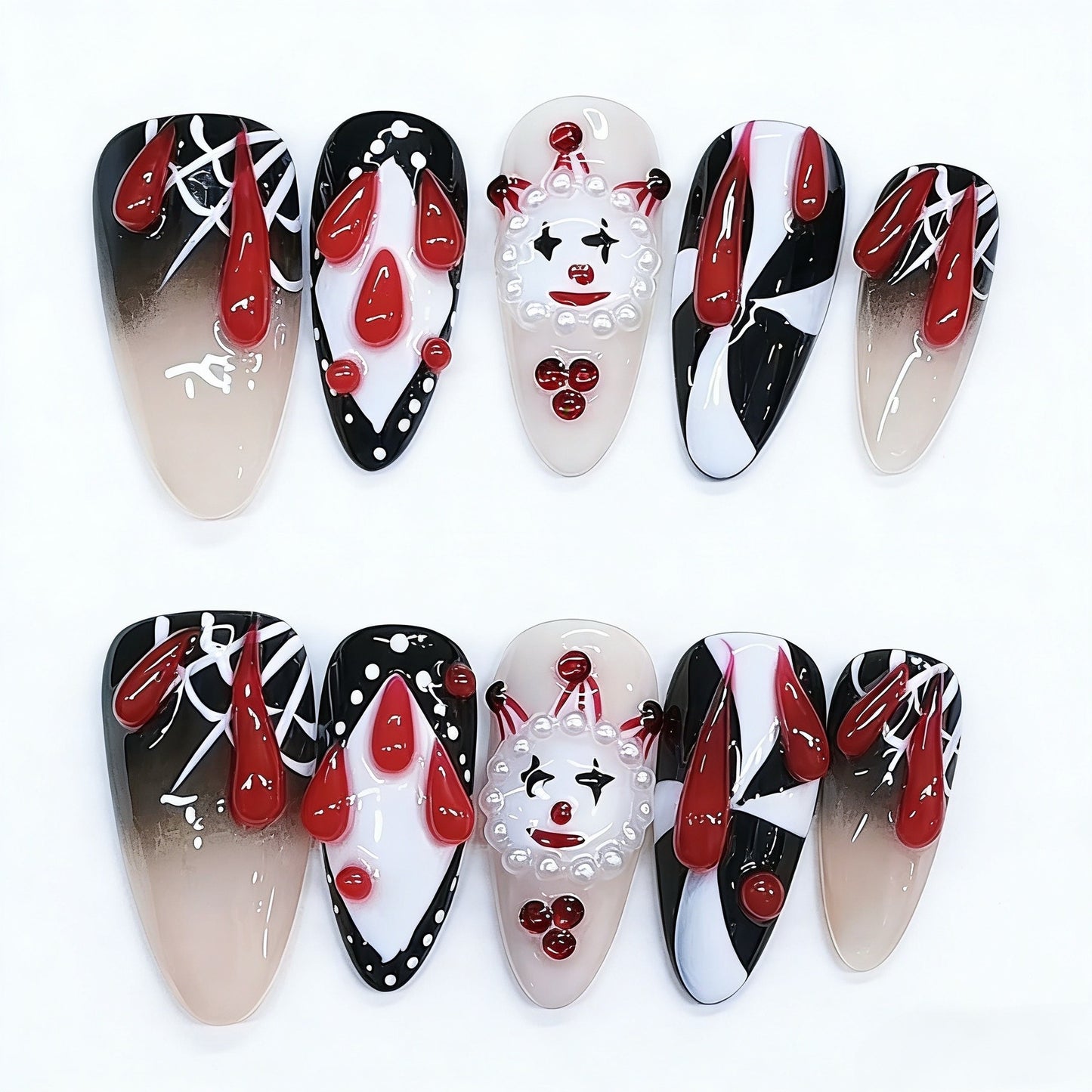 Handcrafted craftsmanship B446 French patterned European export almond-shaped nail covers with nail art stickers