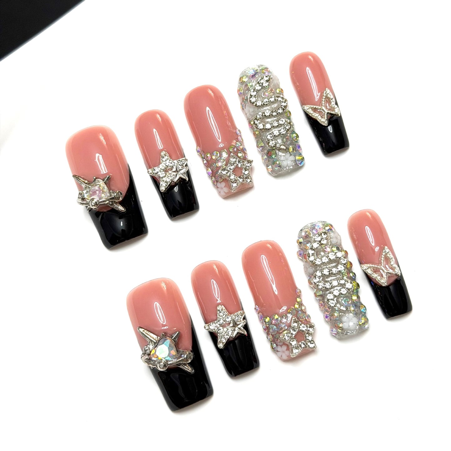 Sweet Cool Style 3.0 Water Pipe Heavy Industry Pointed Diamond Alloy French Construction Handmade Wearable