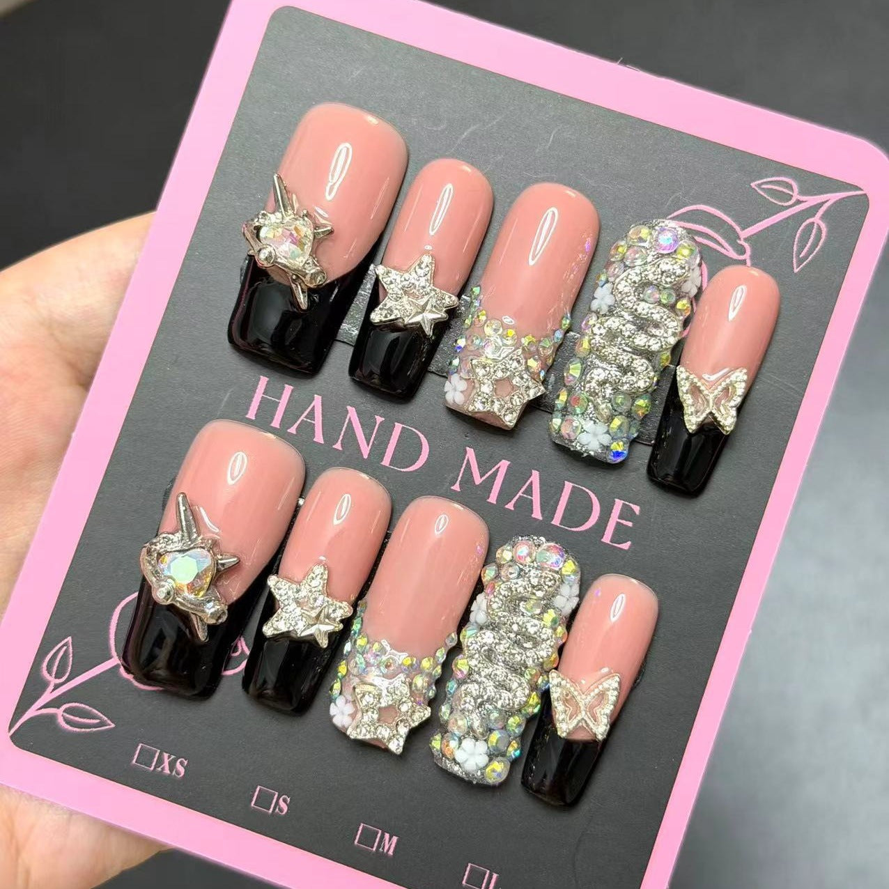 Sweet Cool Style 3.0 Water Pipe Heavy Industry Pointed Diamond Alloy French Construction Handmade Wearable