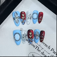 Handcrafted craftsmanship B455 French patterned European export almond-shaped nail covers with nail art stickers