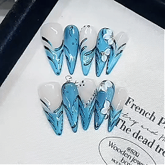 Handcrafted molding technique B423 French decorative pattern European export almond-shaped nail art accessories nail art stickers
