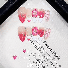 Handcrafted craftsmanship B408 French patterned European export almond-shaped nail covers with nail art stickers