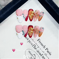 81-Handcrafted craftsmanship B449 Hand-painted decorative European export almond-shaped nail art accessories with nail art stickers