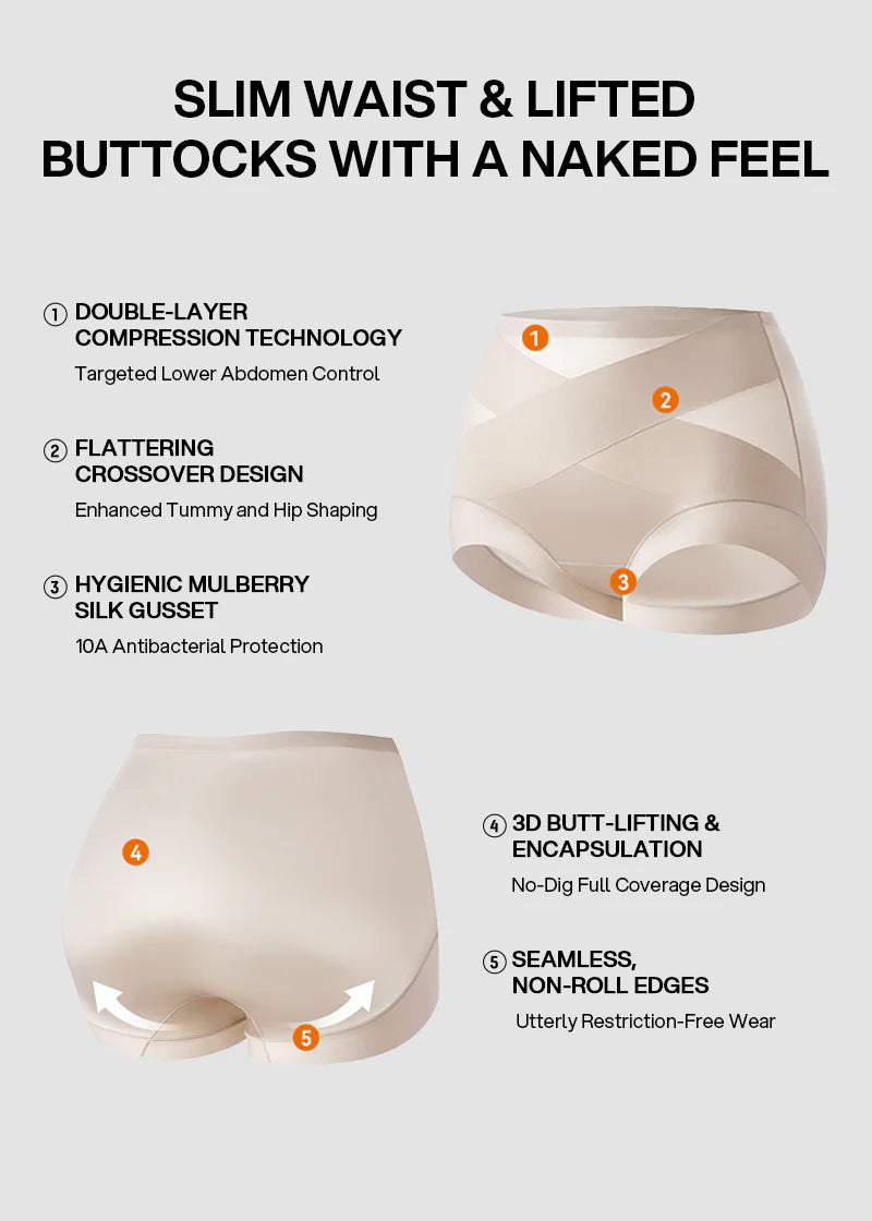 High-Waist Cross Compression Shaping Panties (6 Pieces)