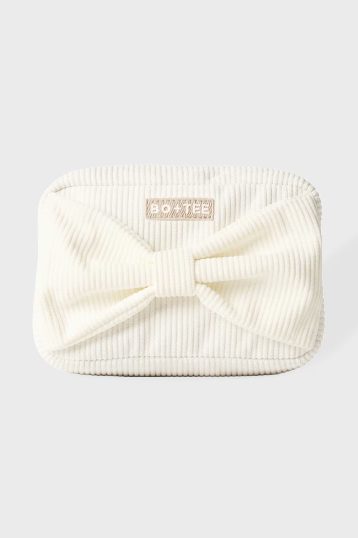 Corduroy Bow Makeup Bag in Ivory