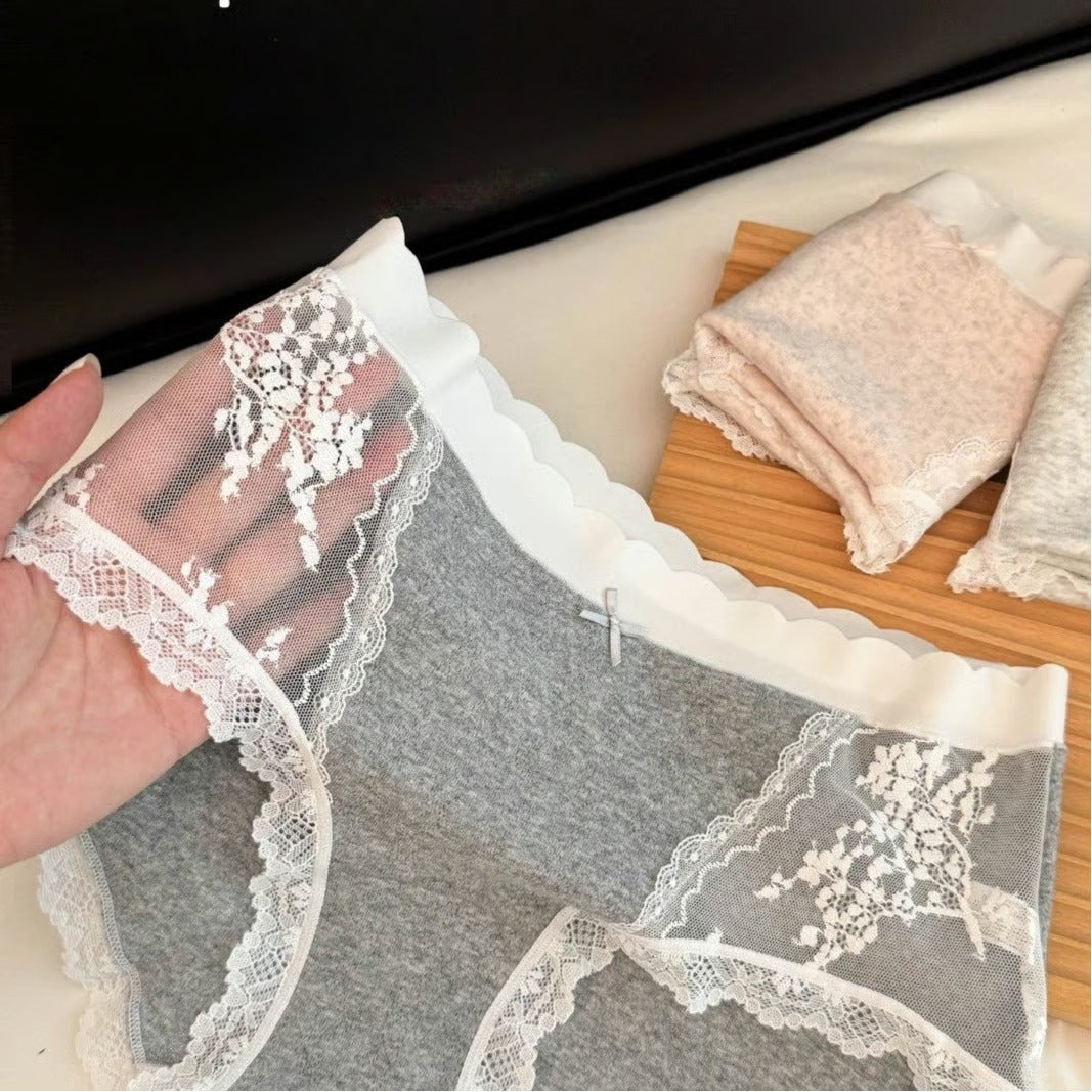 Women's underwear | Lace waist, seamless mesh, sweet triangle pants