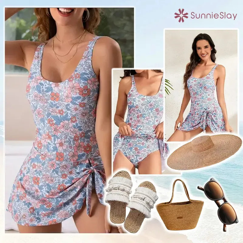 SunnieSlay - One-Piece Swimdress for Women with Tummy Control