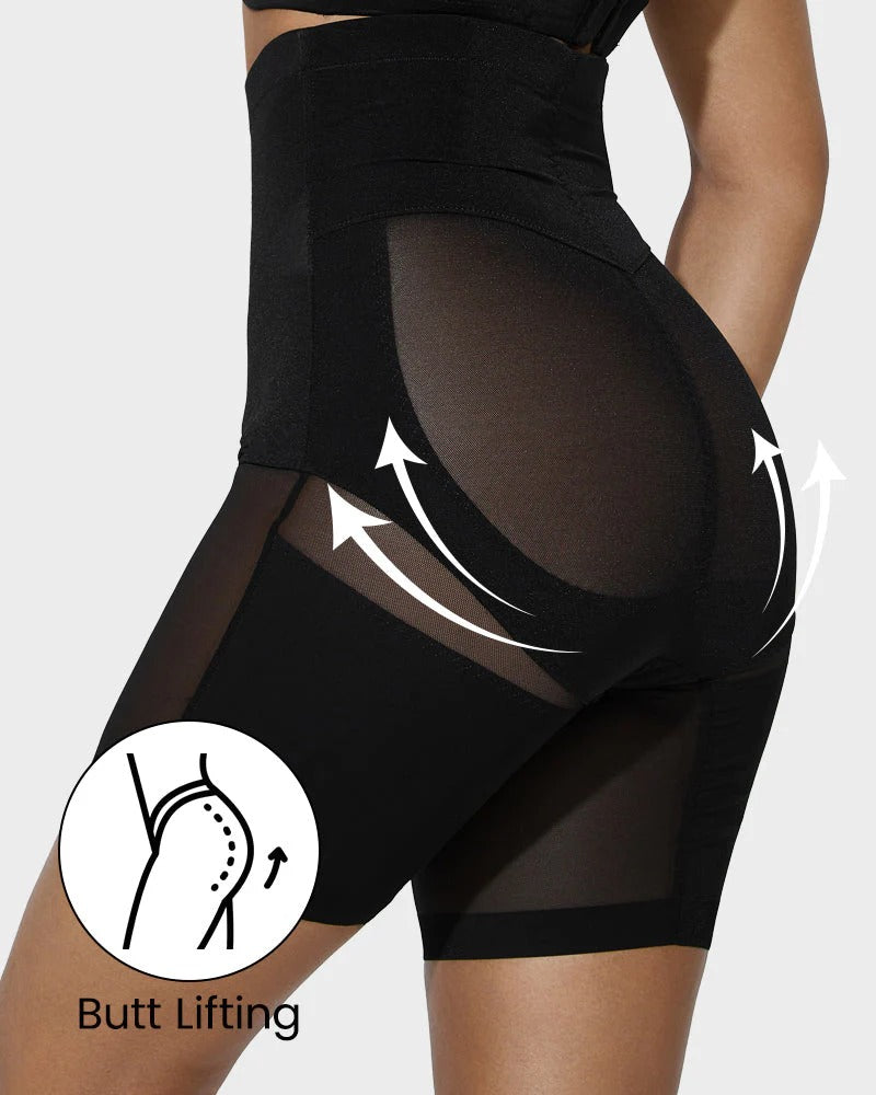 2026New High Waist Criss-Cross Mesh Shaping Mid-Thigh Shorts