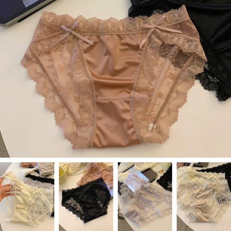 Ladies' underwear | lace satin sexy charming young girl low waist pure desire bowknot