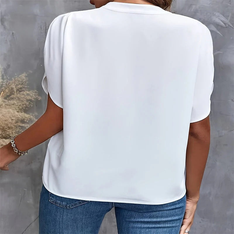 🏖️Summer Hot Sale 50% OFF🌼Women's V-neck solid color short sleeve top