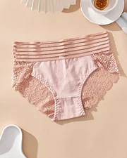 Lace Patchwork High-Waisted Briefs