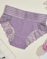 Lace Patchwork High-Waisted Briefs