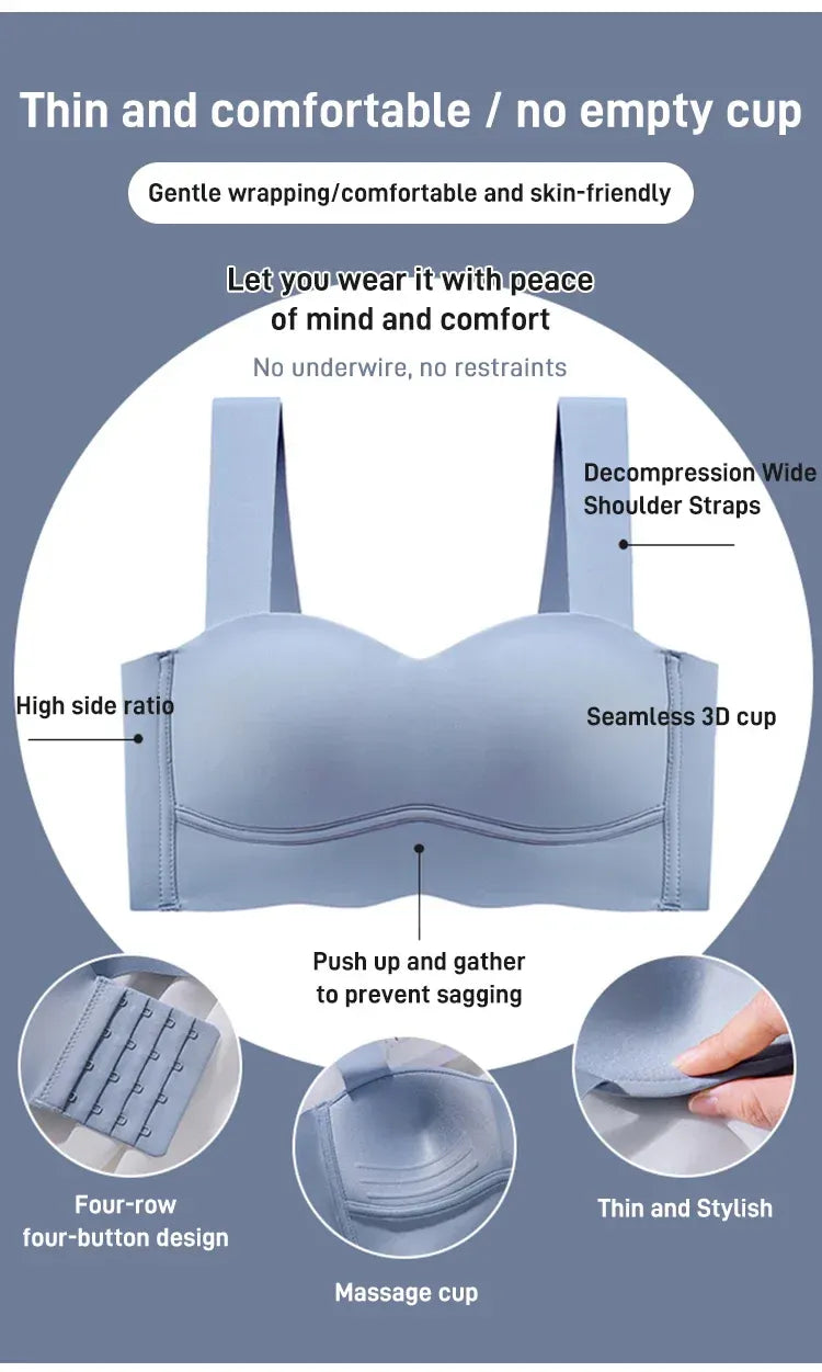 Anti-Sag Wrap Support Seamless Back Button Bra
