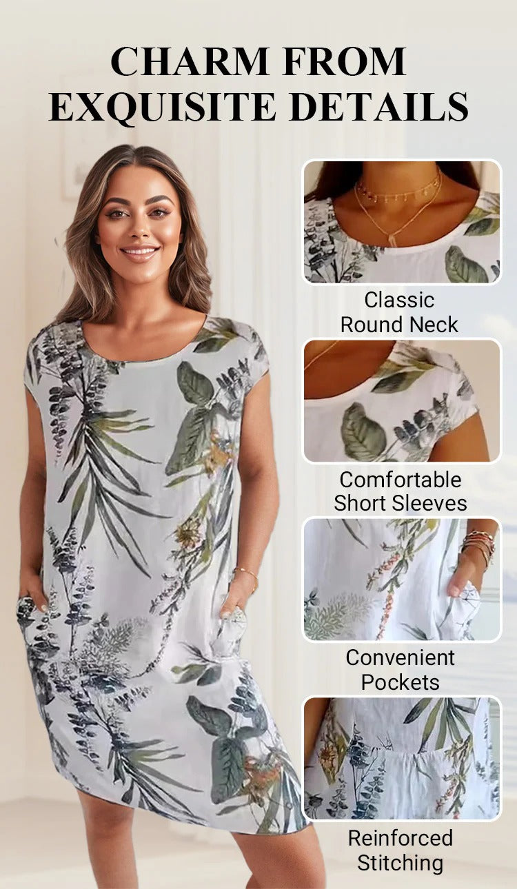 🌸✨ Women's Short Sleeve Printed Dress – Lightweight, Comfortable & Super Flattering