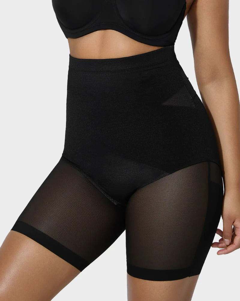 2026New High Waist Criss-Cross Mesh Shaping Mid-Thigh Shorts