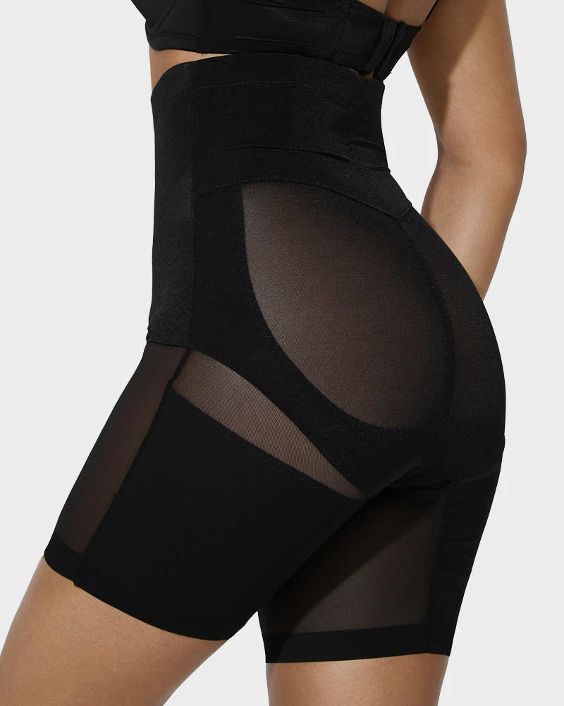 2026New High Waist Criss-Cross Mesh Shaping Mid-Thigh Shorts